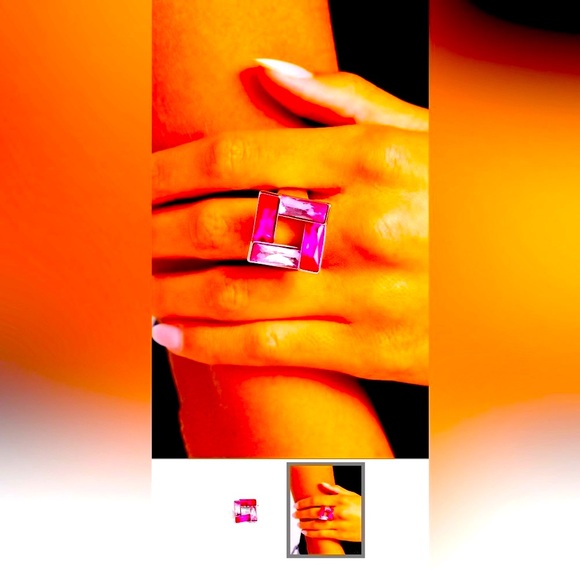 🔥🩷🔥 “SINUOUS SQUARE” PINK RING ~ PAPARAZZI❗️SO UNUSUAL❗️🔥🩷🔥 - Picture 3 of 4